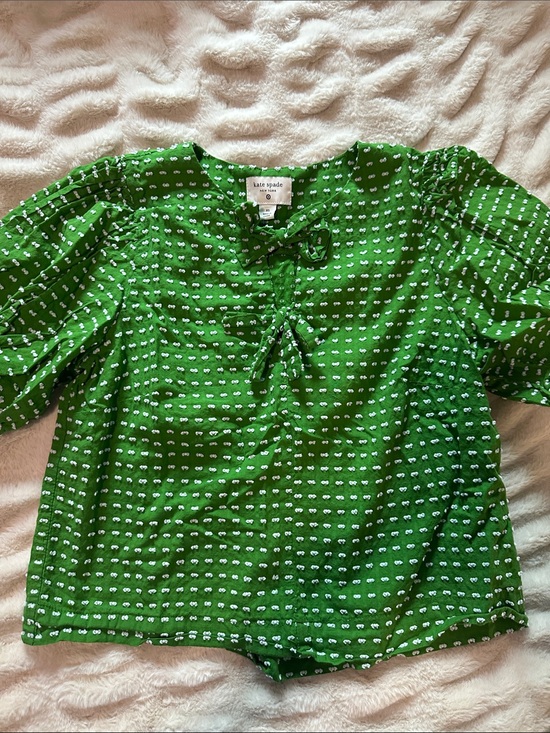 kate spade Tops - Kate Spade Green Women’s Tie-Neck Blouse XS